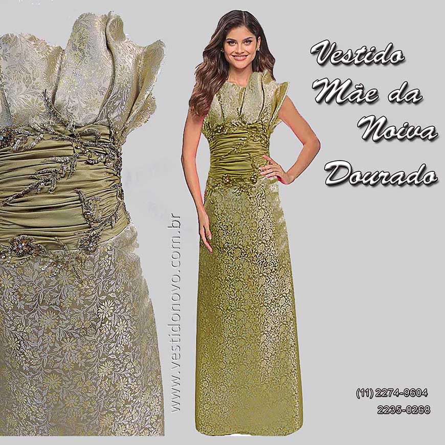 Vestido dourado para mãe da noiva, mãe do noivo, em São Paulo sp